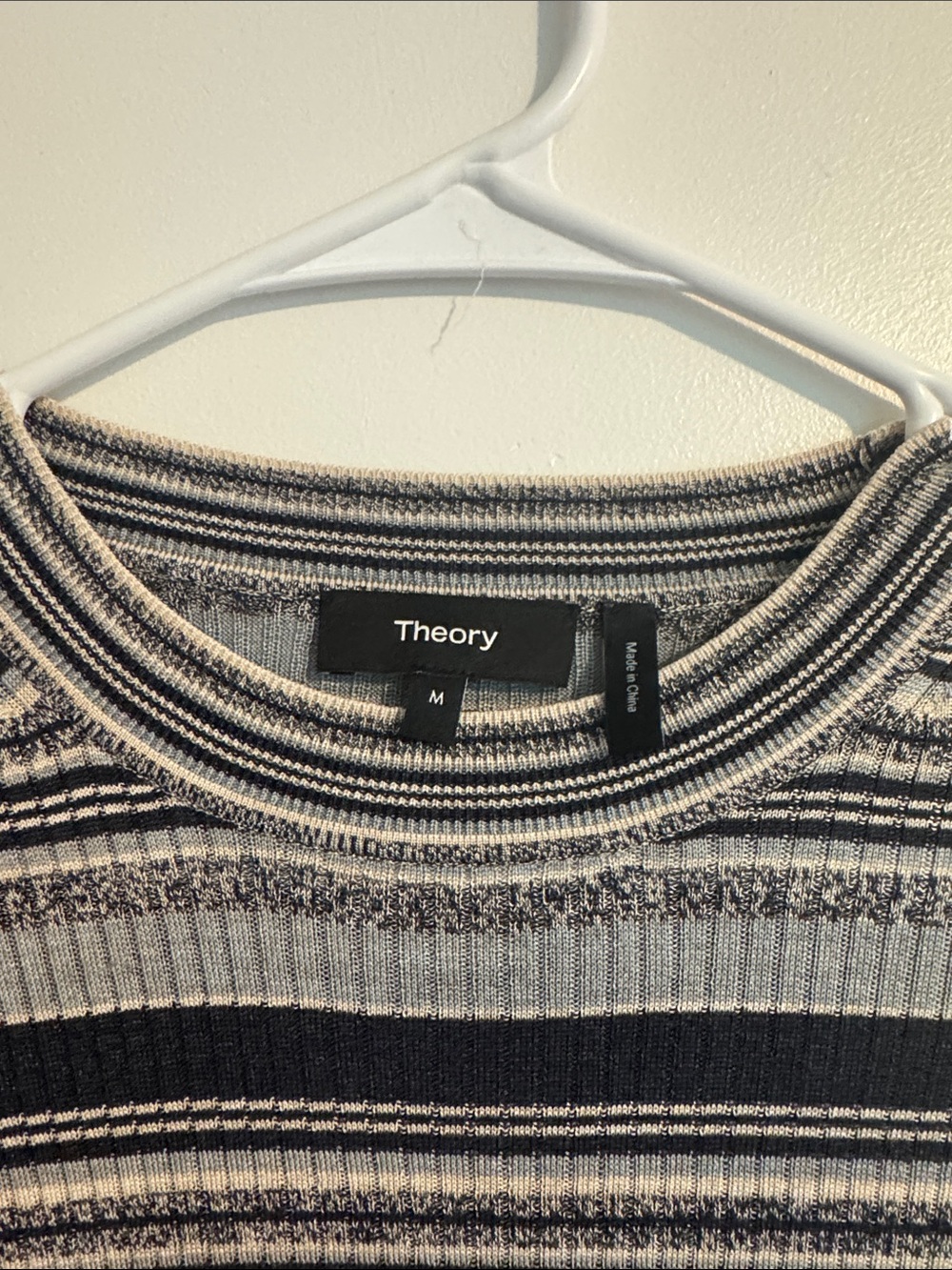 Theory Striped Rib-Knit Long-Sleeve Top - Picture 2 of 6